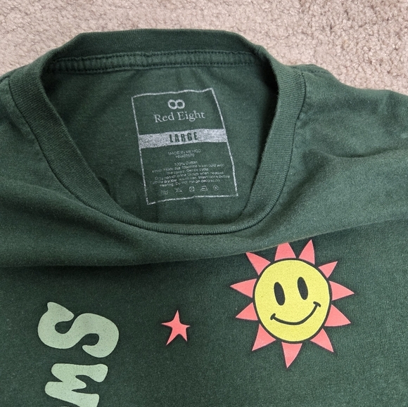 Red Eight Men’s Short Sleeve 100% Cotton Back & Front Graphic Tee Size Large - Picture 12 of 14